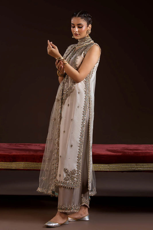 Hand Embroidered Pure Glass Silk Suit