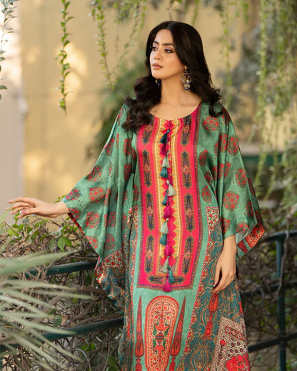 Silk Printed Kaftan Style Suit Set