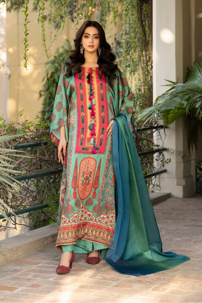 Silk Printed Kaftan Style Suit Set