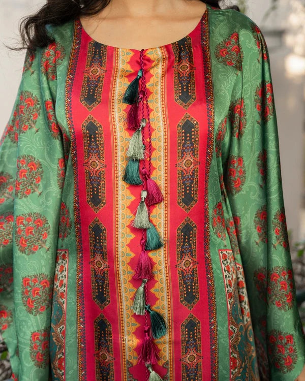 Silk Printed Kaftan Style Suit Set
