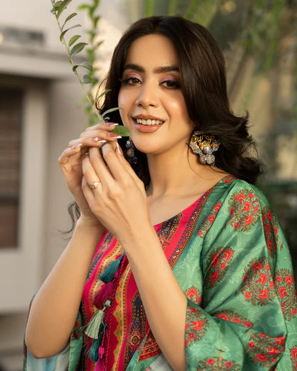 Silk Printed Kaftan Style Suit Set