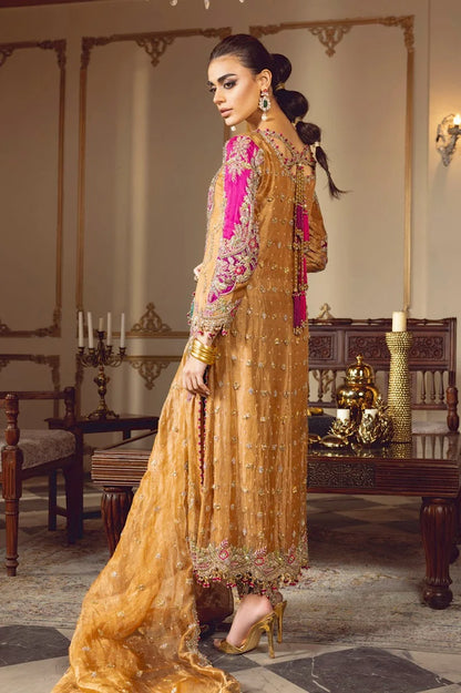 Handmade Sheesha Silk Mustard Yellow Suit
