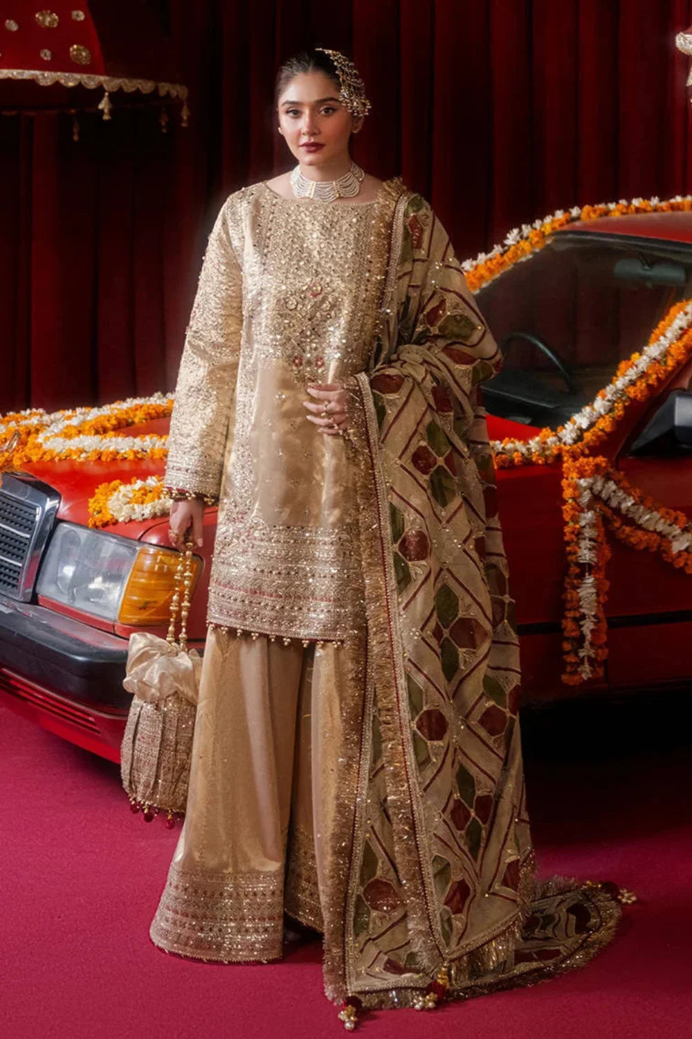 Skin Beige Handmade Bridal Sharara / Lehenga