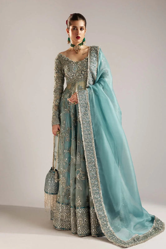 Sky Blue Handmade Bridal Lehenga Choli / Anarkali Maxi