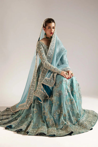 Sky Blue Handmade Bridal Lehenga Choli / Anarkali Maxi