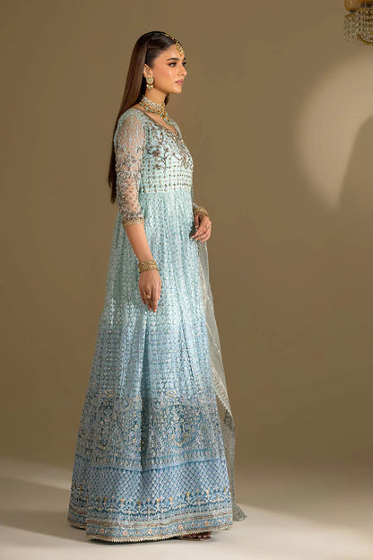 Hand Embroidered Sky Blue Anarkali Peshwas