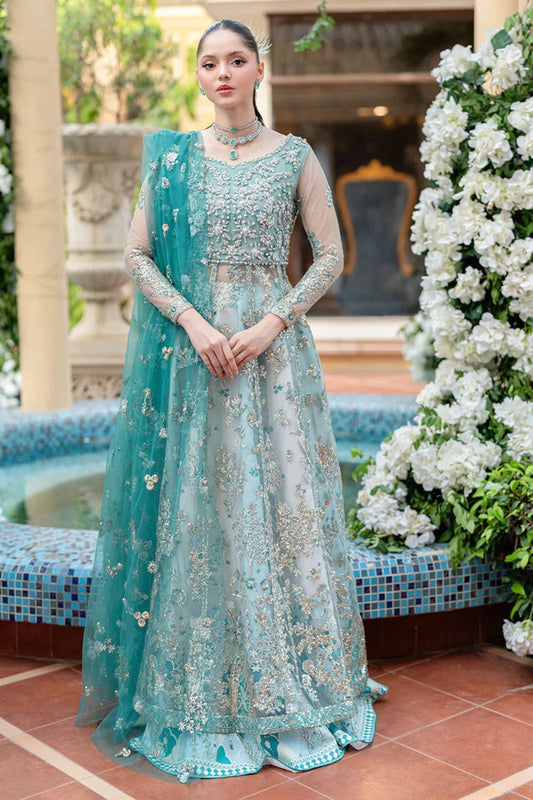 Blue Handmade Soft Net Lehenga Choli / Anarkali Maxi
