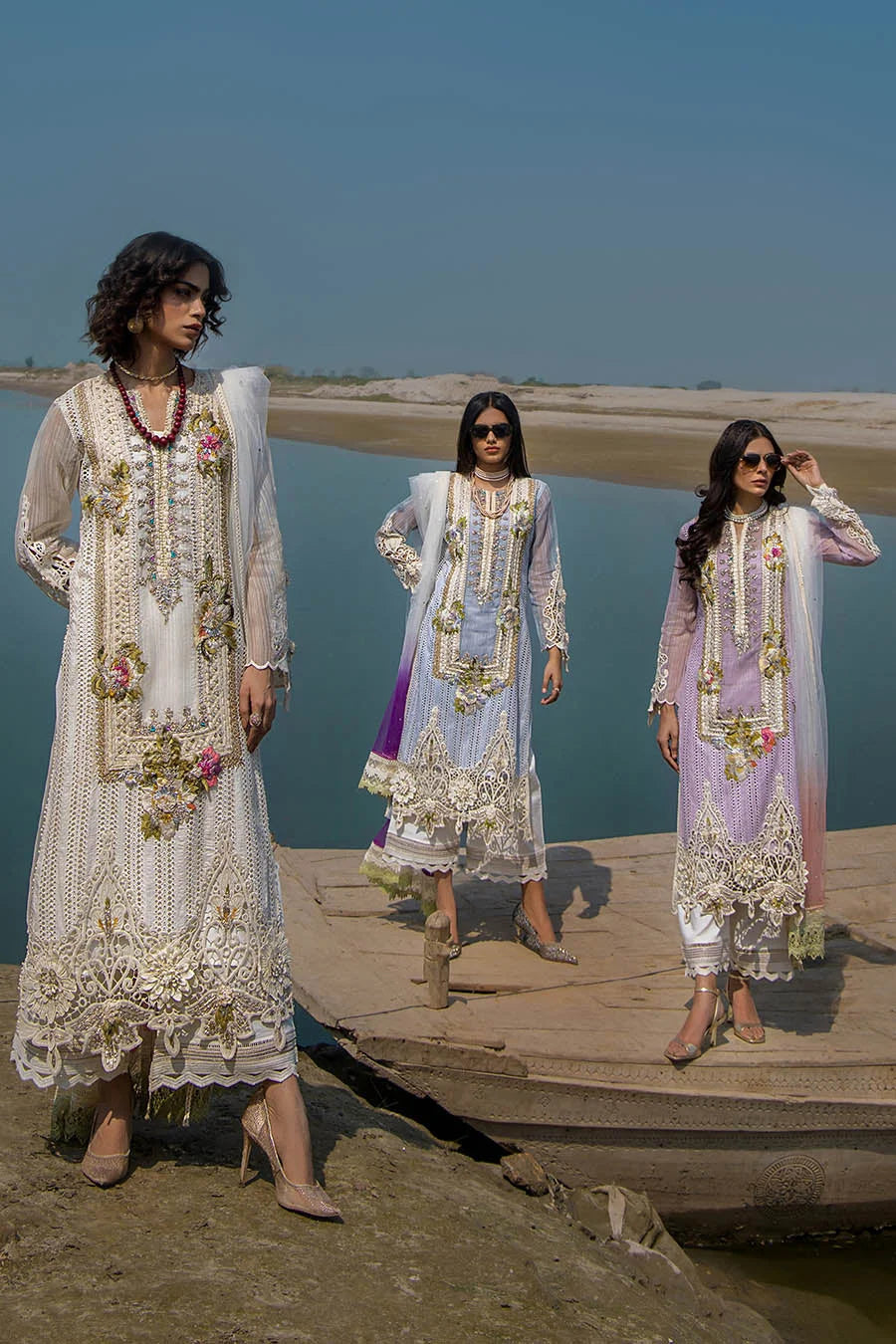 3D & Crochet Hand Embroidered Cotton Chikankari Suit