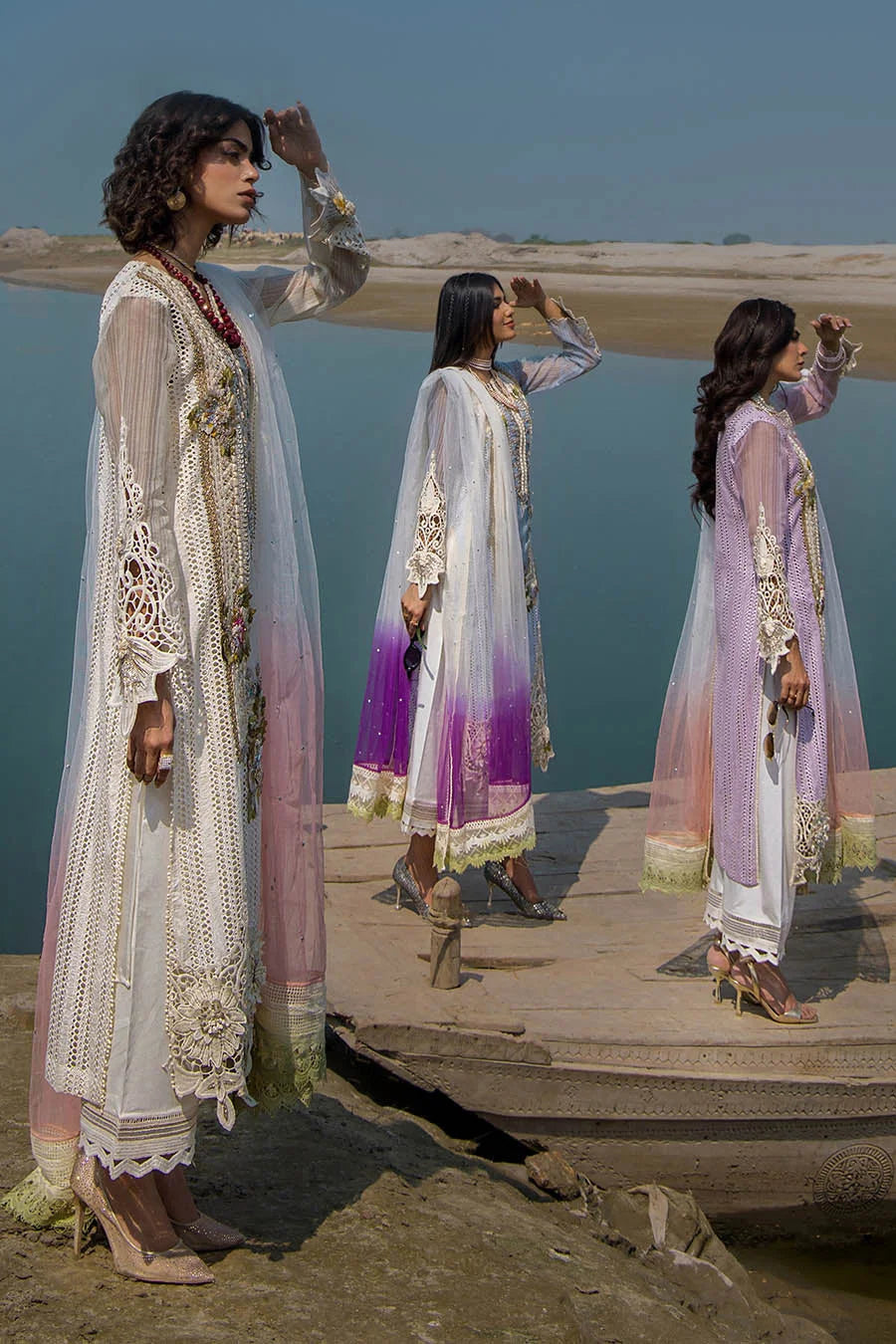 3D & Crochet Hand Embroidered Cotton Chikankari Suit