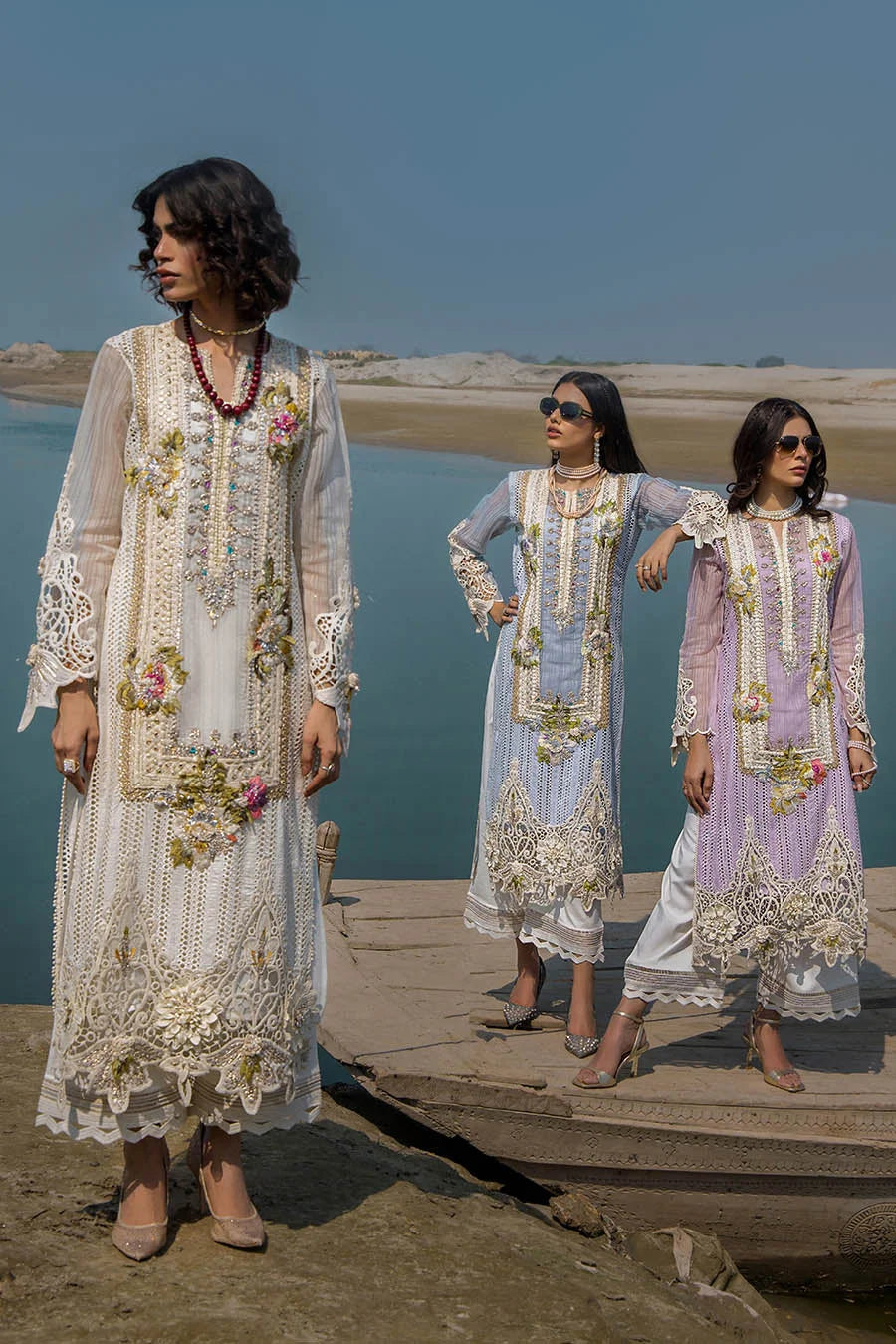 3D & Crochet Hand Embroidered Cotton Chikankari Suit