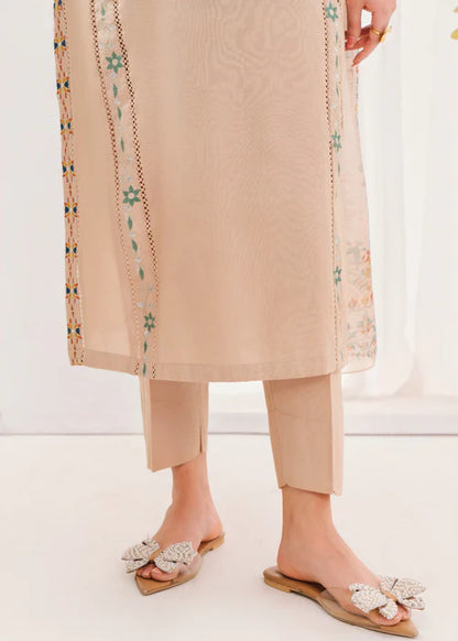 Beige Embroidered Winter Kurta Set with Dupatta
