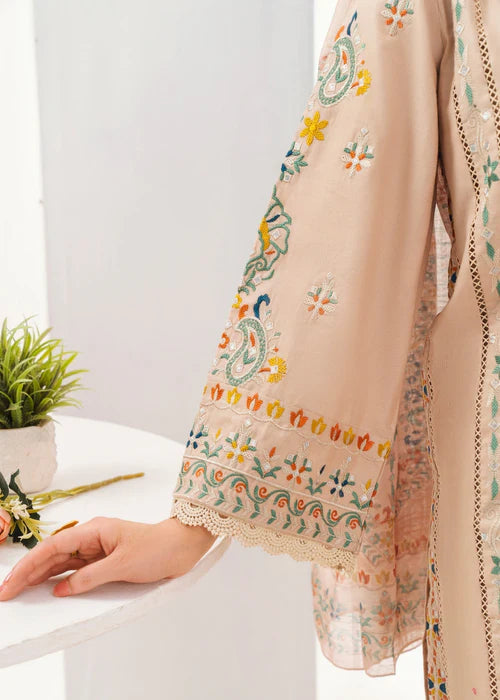 Beige Embroidered Winter Kurta Set with Dupatta