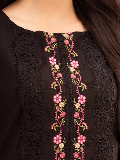 Black Chikankari Embroidered Kurta Set with Dupatta