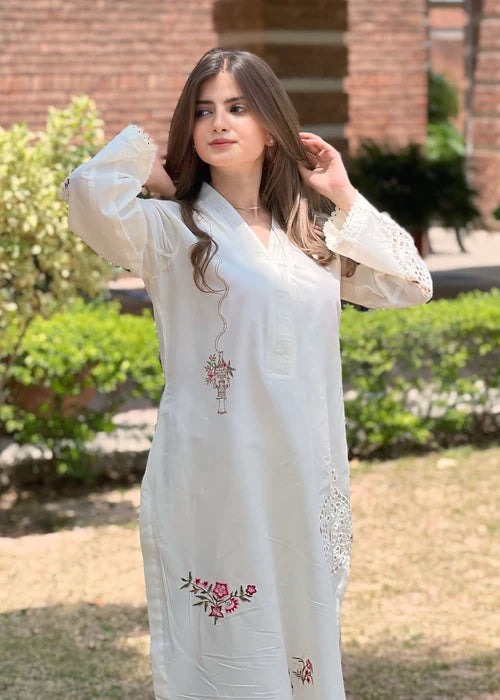 Schiffli Embroidered Winter Kurta Set