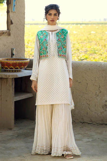 Handmade Jacket Style Suit with Gharara