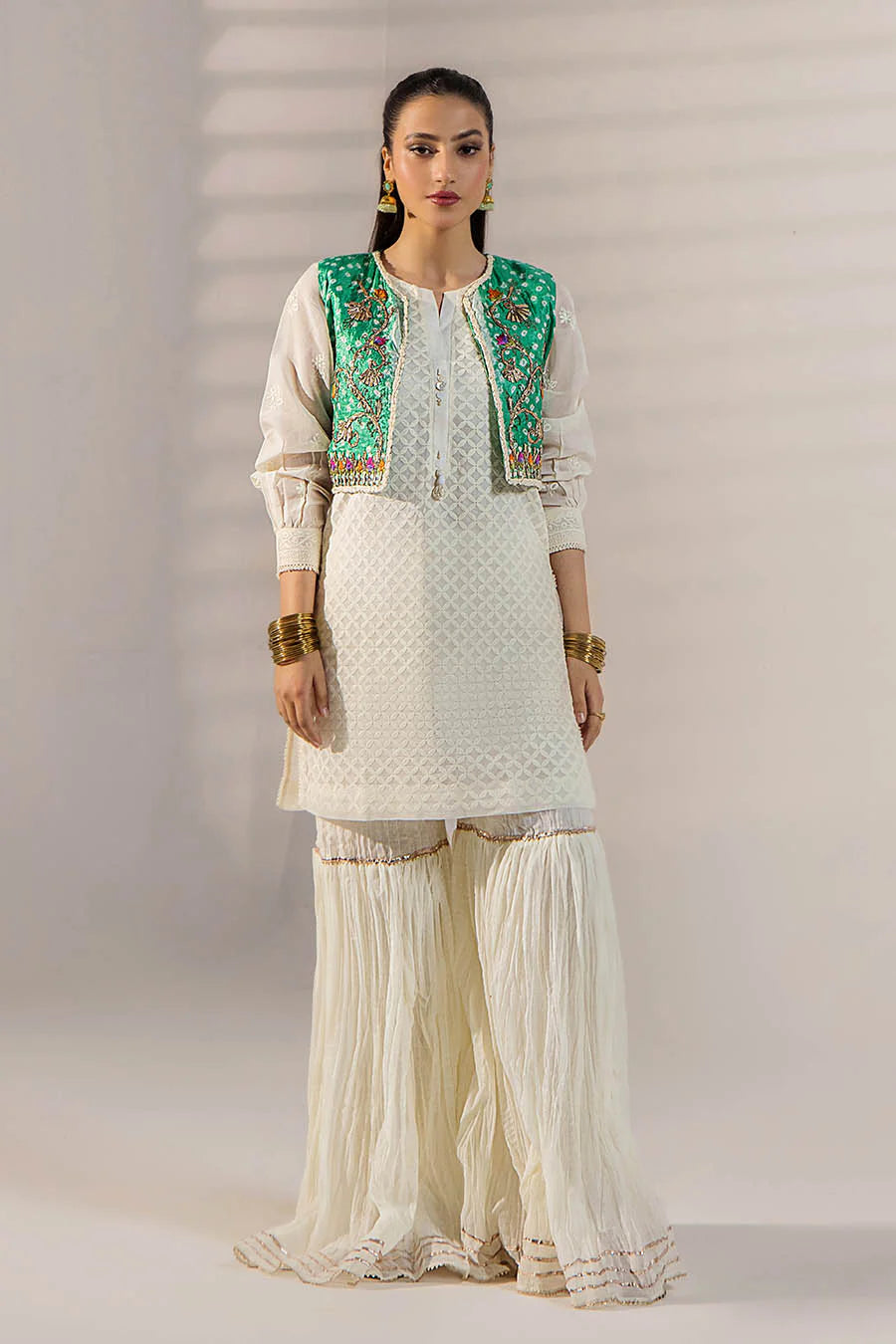 Handmade Jacket Style Suit with Gharara