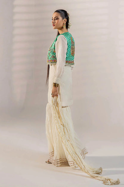Handmade Jacket Style Suit with Gharara