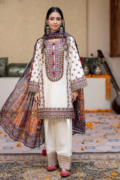 Pearl White Pure Cotton Chikankari Farshi Shalwar Suit