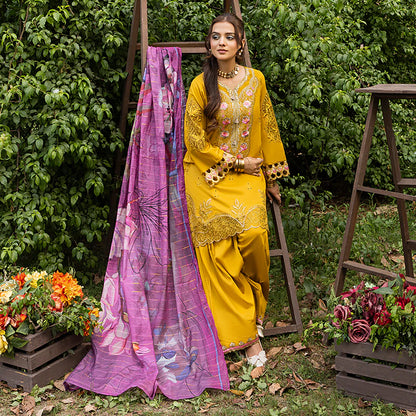 Amber Pure Cotton Shiffli Embroidered Farshi Shalwar Suit