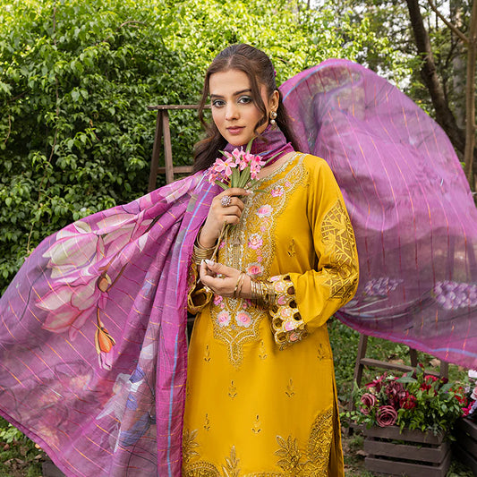 Amber Pure Cotton Shiffli Embroidered Farshi Shalwar Suit