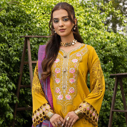 Amber Pure Cotton Shiffli Embroidered Farshi Shalwar Suit