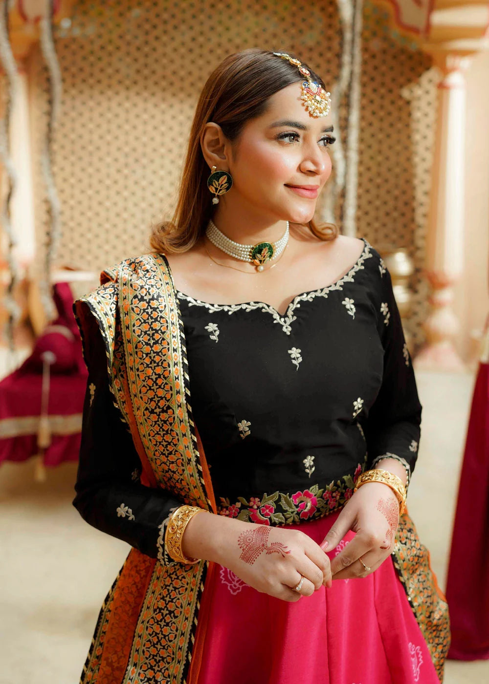 Hot Pink Raw Silk Lehenga Choli