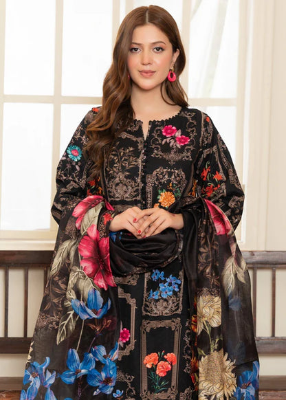 Black Digital Printed Winter Kurta Set with Dupatta