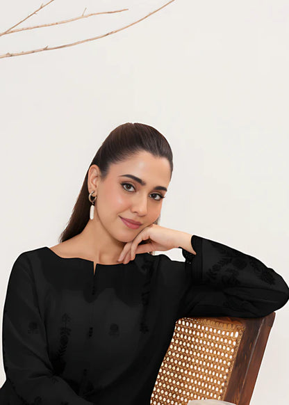 Black Embroidered Lawn Kurta Set with Dupatta