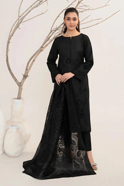 Black Embroidered Lawn Kurta Set with Dupatta