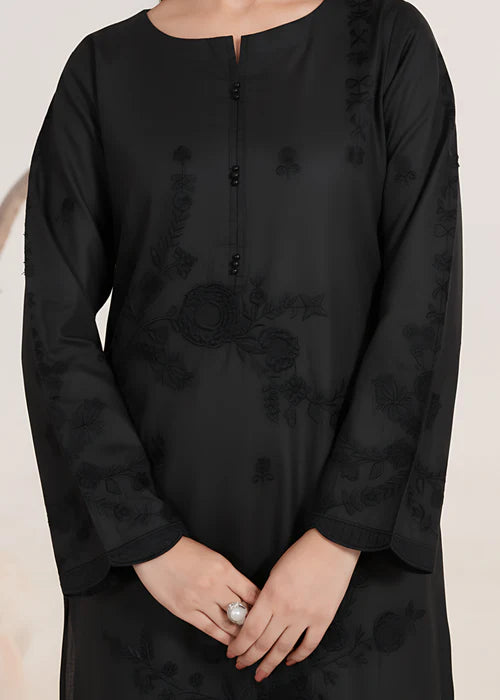 Black Embroidered Lawn Kurta Set with Dupatta