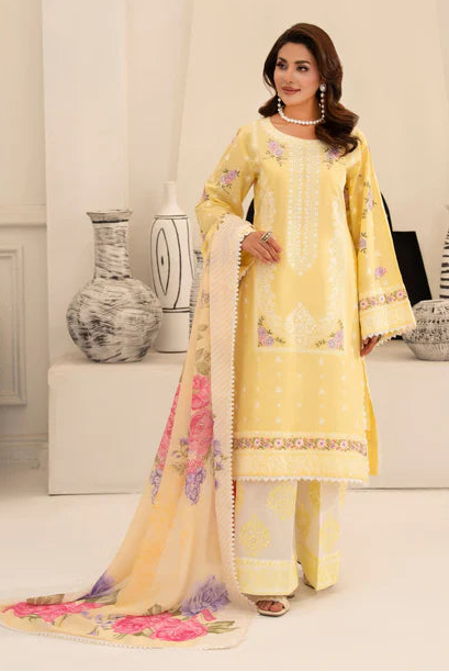 Buttercream Pure Cotton Embroidered Suit