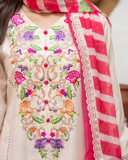 Ivory Rose Embroidered Farshi Shalwar Suit