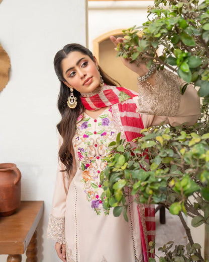 Ivory Rose Embroidered Farshi Shalwar Suit