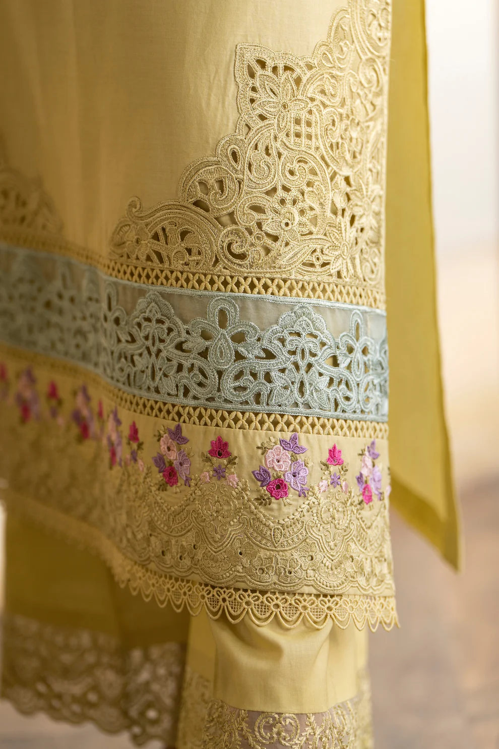 Muted Mustard Pure Cotton Chikankari Suit