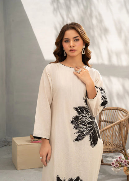 Ivory Sequins Embroidered Lawn Kurta Set