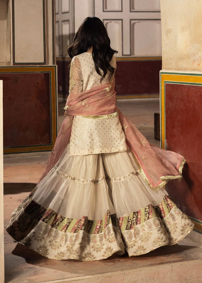 Ivory Embellished Flared Gharara