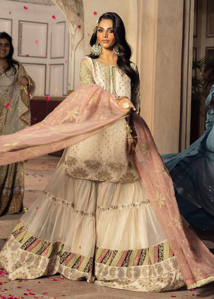 Ivory Embellished Flared Gharara