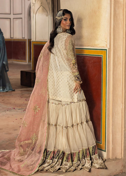 Ivory Embellished Flared Gharara