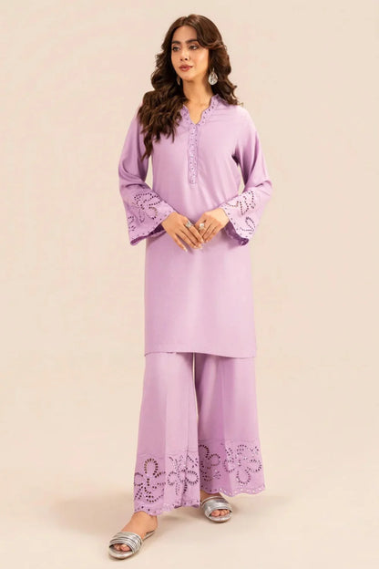 Purple Embossed Lawn Summer Kurta Set
