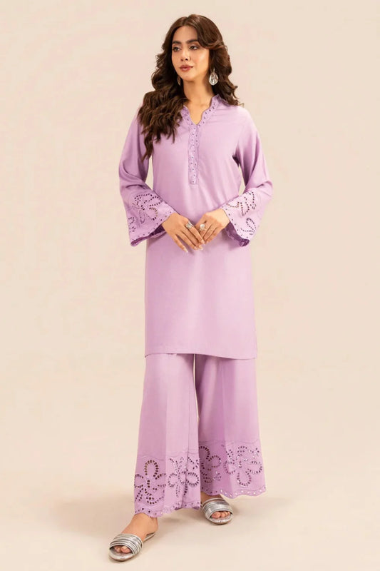 Purple Embossed Lawn Summer Kurta Set
