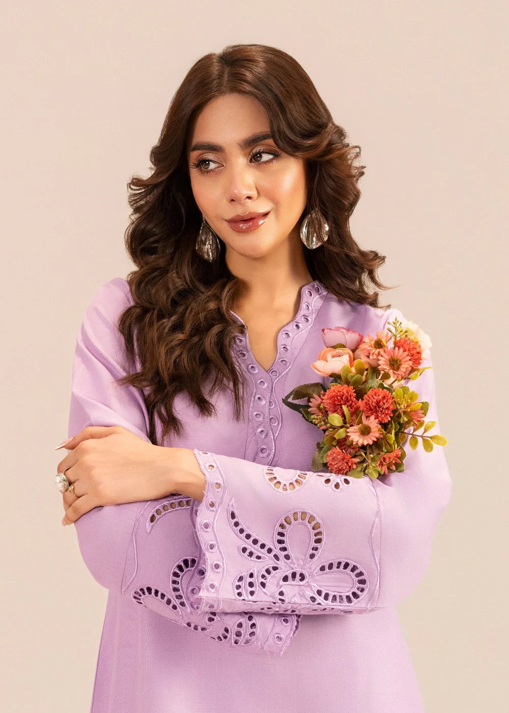 Purple Embossed Lawn Summer Kurta Set