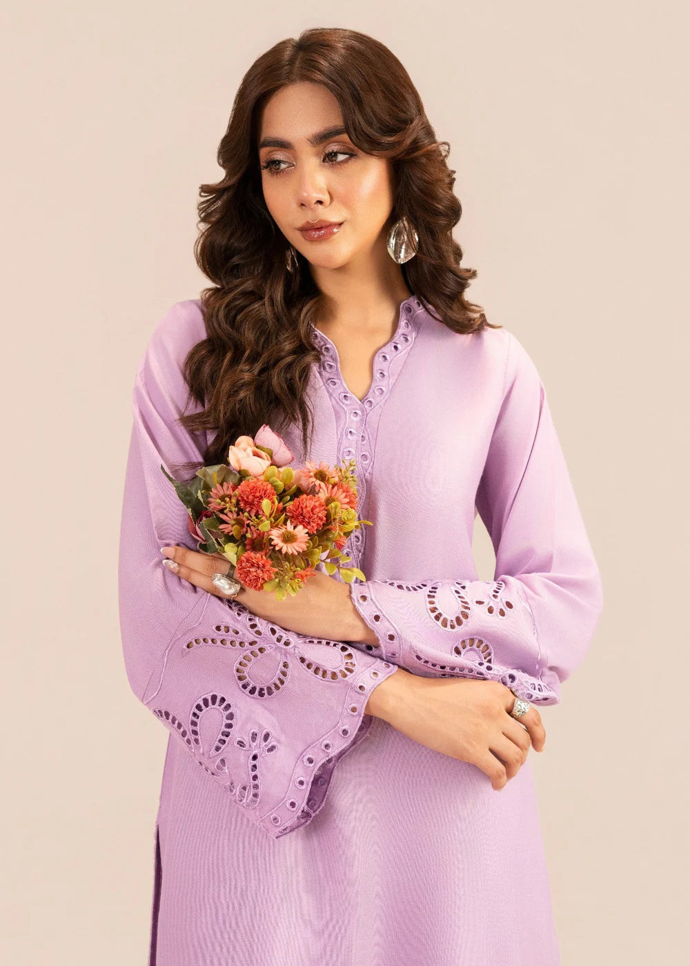 Purple Embossed Lawn Summer Kurta Set