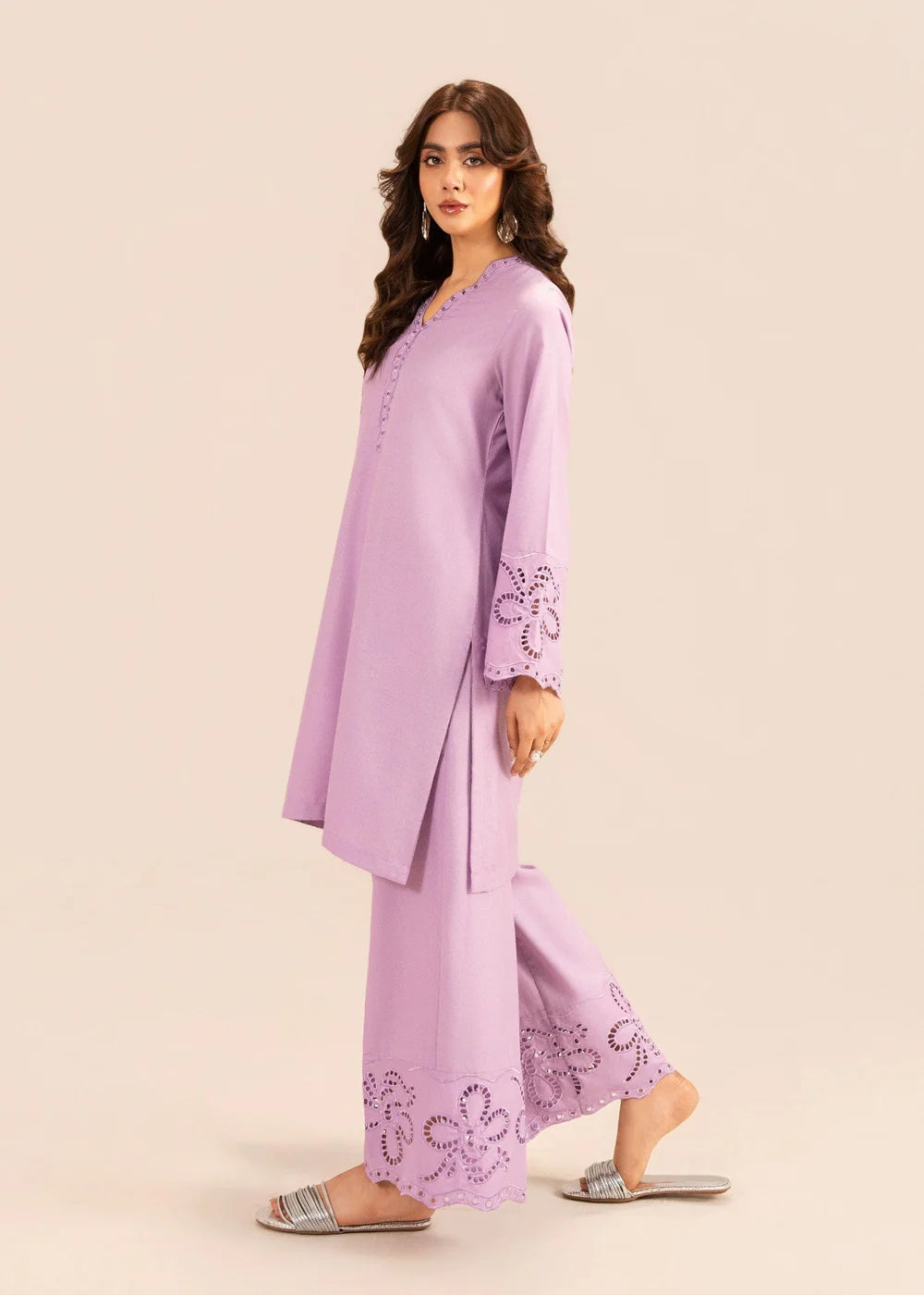 Purple Embossed Lawn Summer Kurta Set