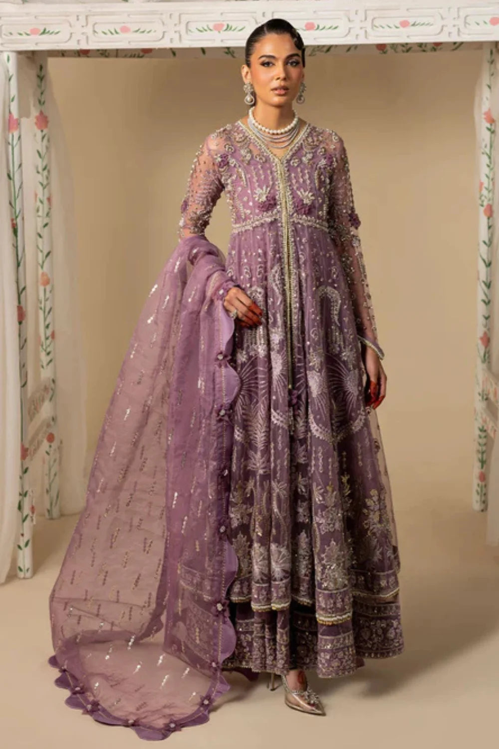 Purple Hand Embellished Elegant Maxi