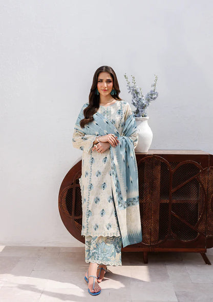 Beige Printed Embroidered Premium Lawn Suit with Lawn Dupatta