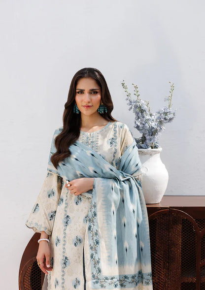 Beige Printed Embroidered Premium Lawn Suit with Lawn Dupatta