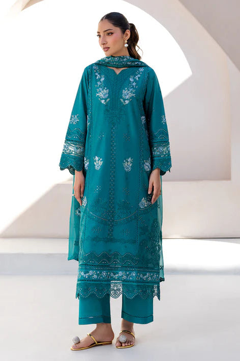Sea Green Embroidered Luxury Lawn Suit with Chiffon Dupatta