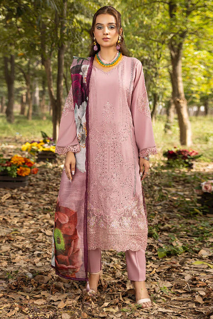 Tea Pink Pure Cotton Schiffli Embroidered Suit