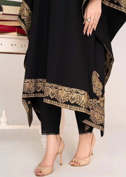 Black Embroidered Lawn Kaftan