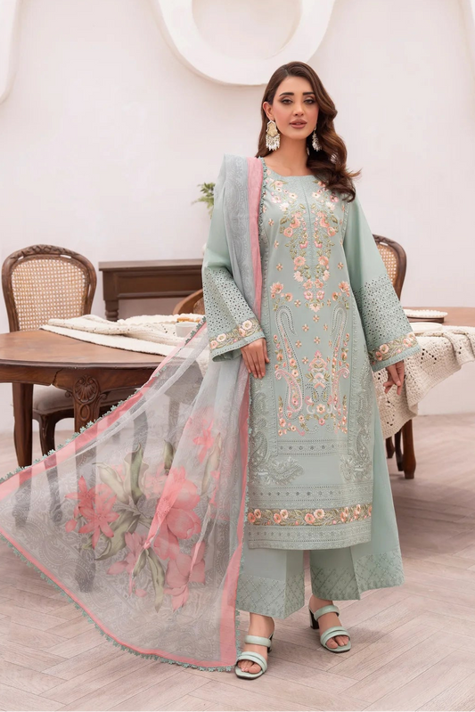 Sea Breeze Pure Cotton Chikankari Suit